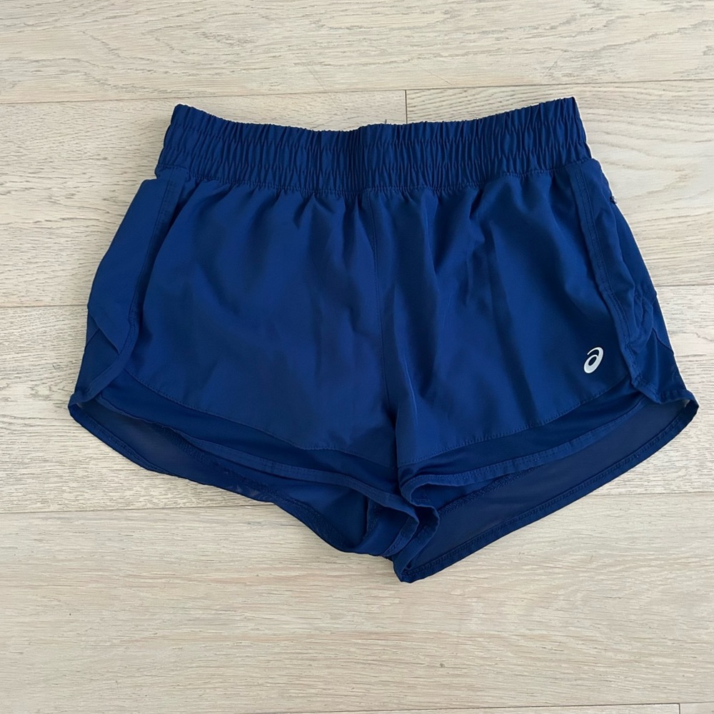 Asics Blue Athletic Shorts Moisture-Wicking Performance